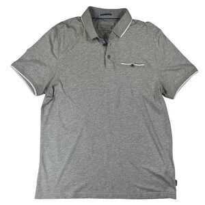 Ted Baker London Gray Polo Shirt Mens Size 5 Modal Cotton Pocket Casual
